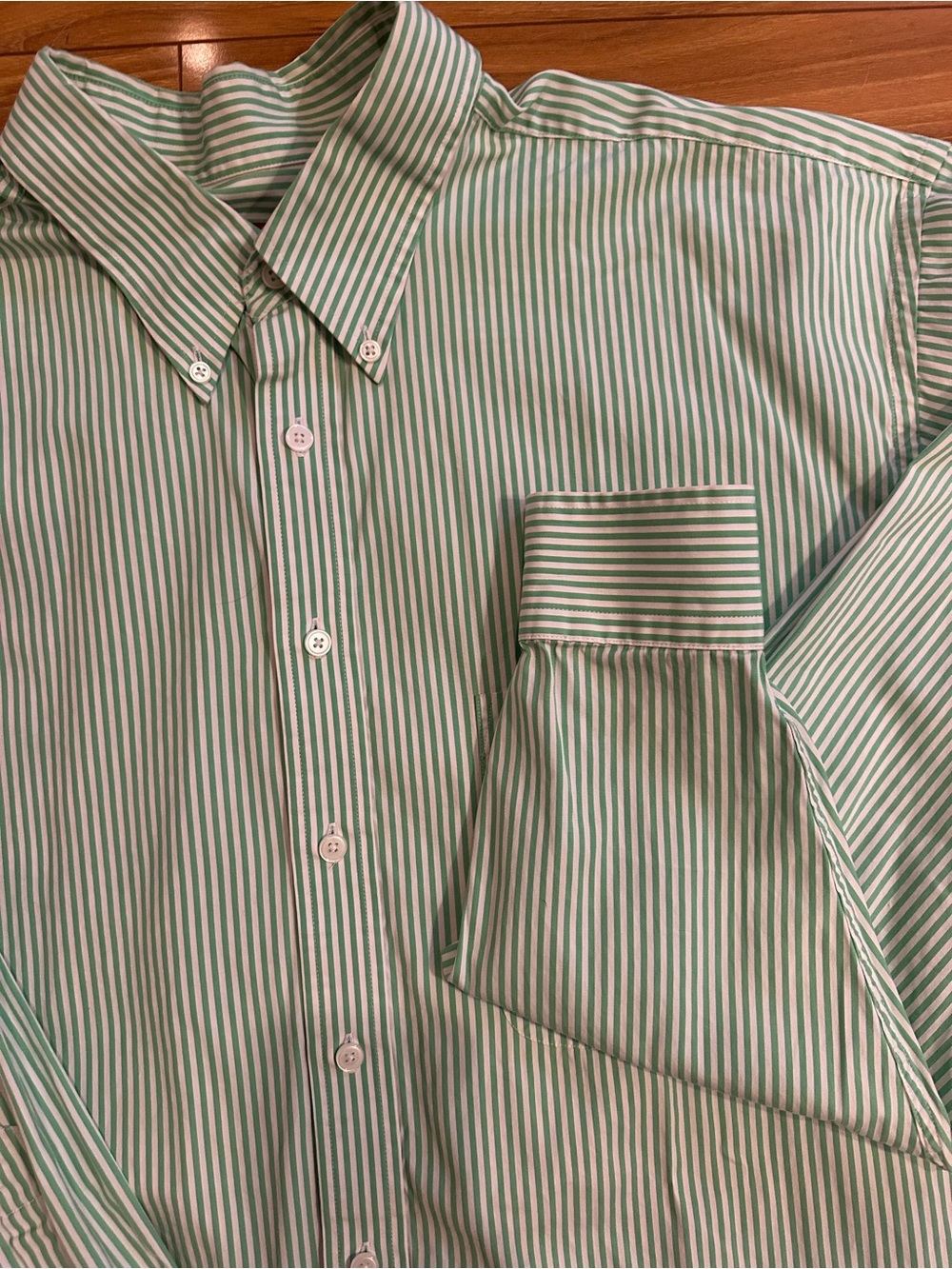 Rochester Men's Green and White Striped Button-Down Dress Shirt Size 2XT